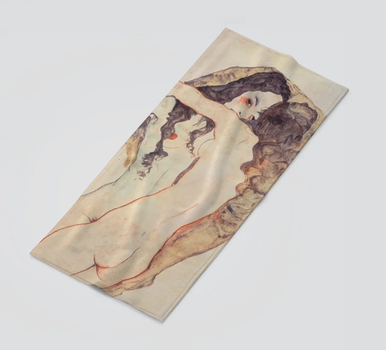 Egon Schiele - Due donne abbracciate telo mare da Timeless Artworks