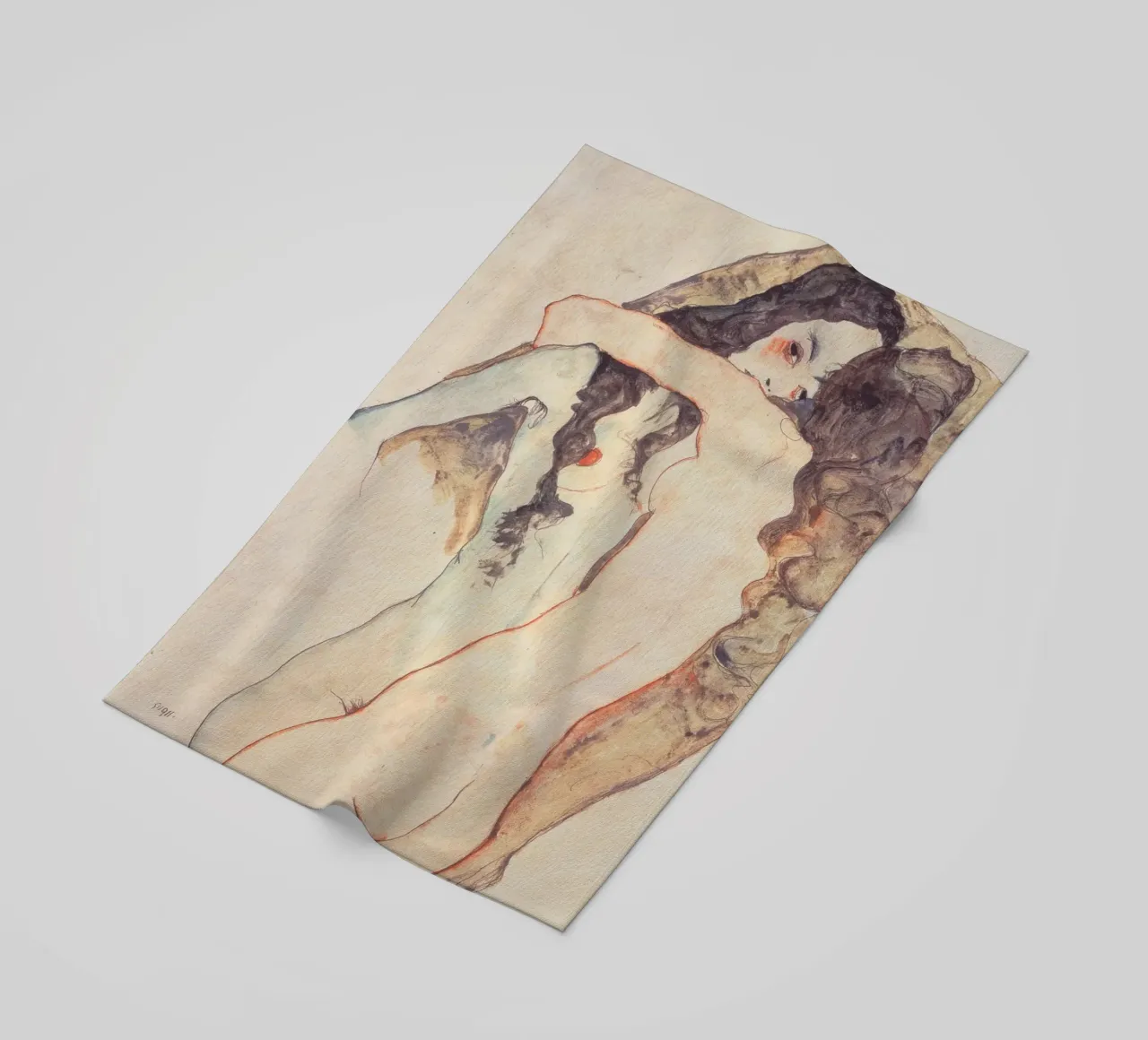 Egon Schiele - Due donne abbracciate telo mare da Timeless Artworks