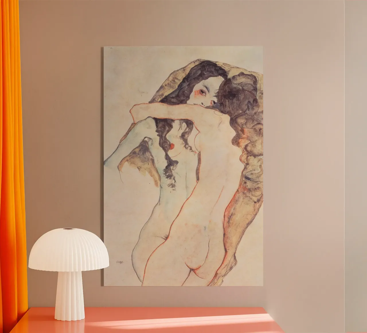 Egon Schiele - Due donne abbracciate plexiglass da Timeless Artworks