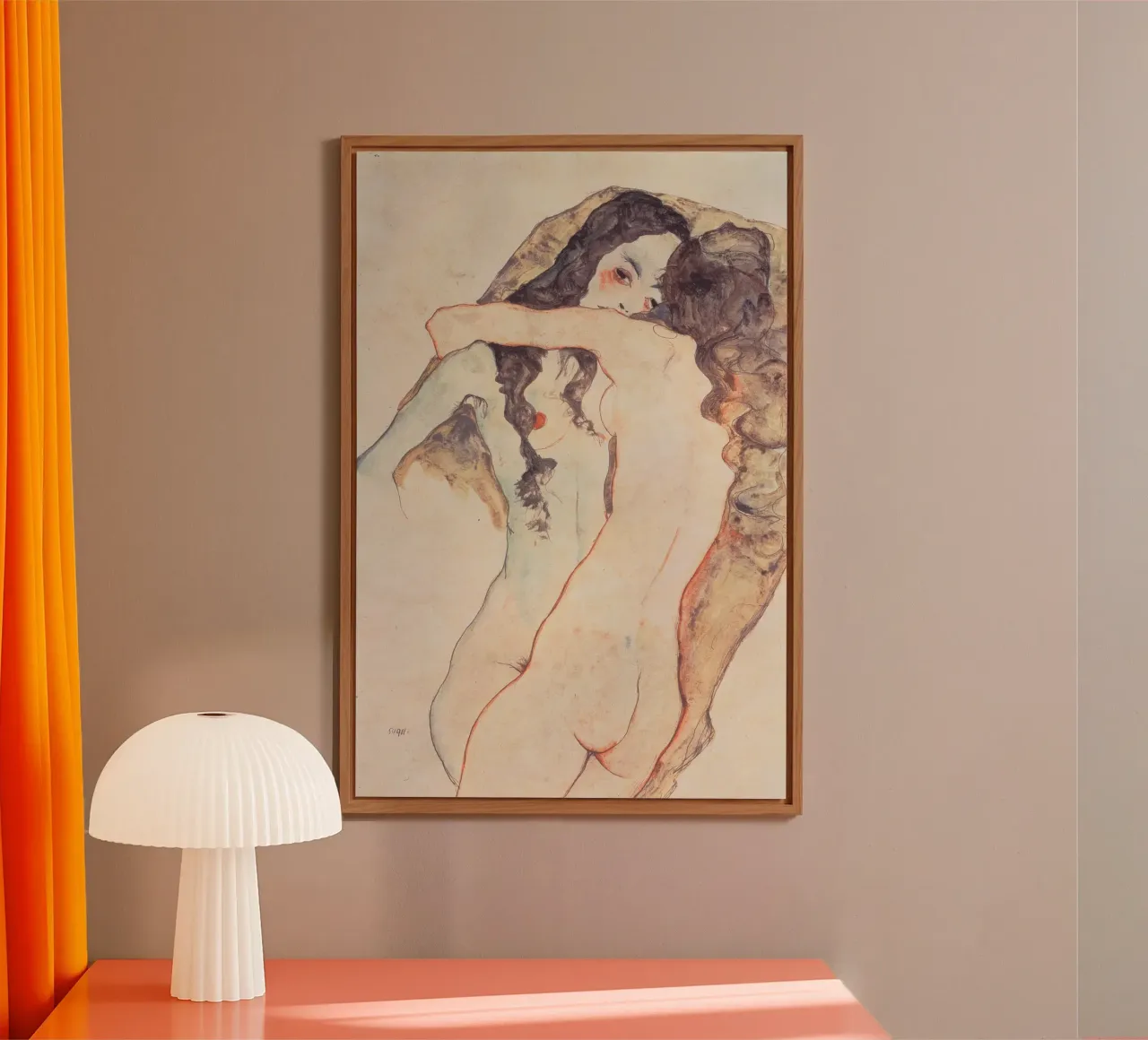 Egon Schiele - Due donne abbracciate alluminio dibond da Timeless Artworks