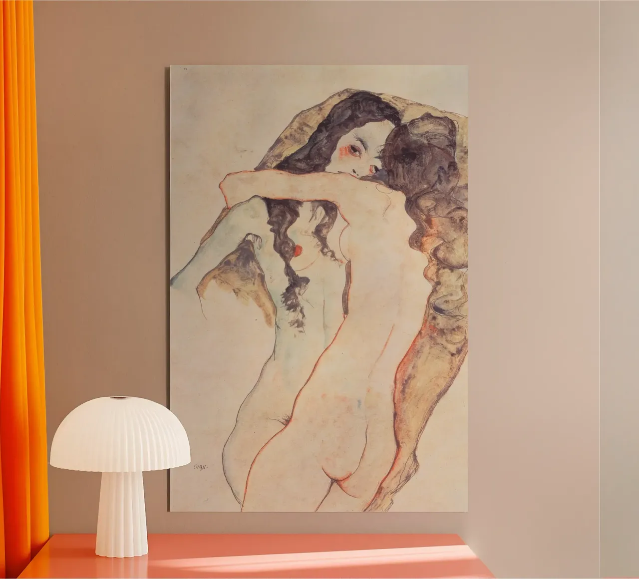 Egon Schiele - Due donne abbracciate alluminio dibond da Timeless Artworks