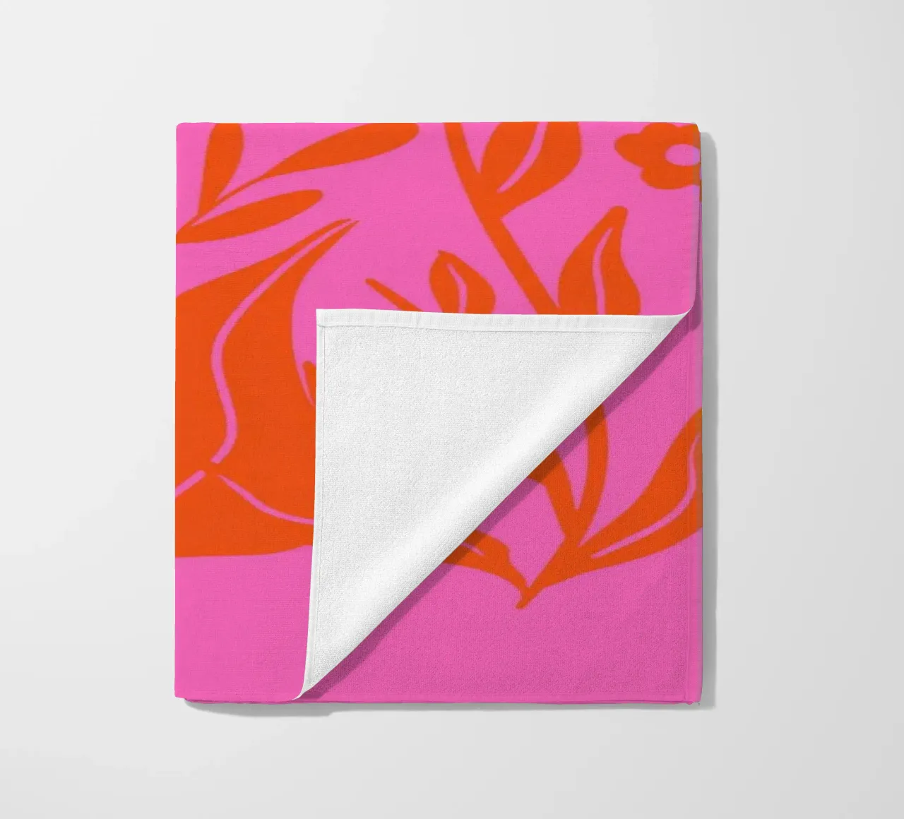 Retro Mid-Century Floral Garden in Pink and Orange beach towel by Modern Muse