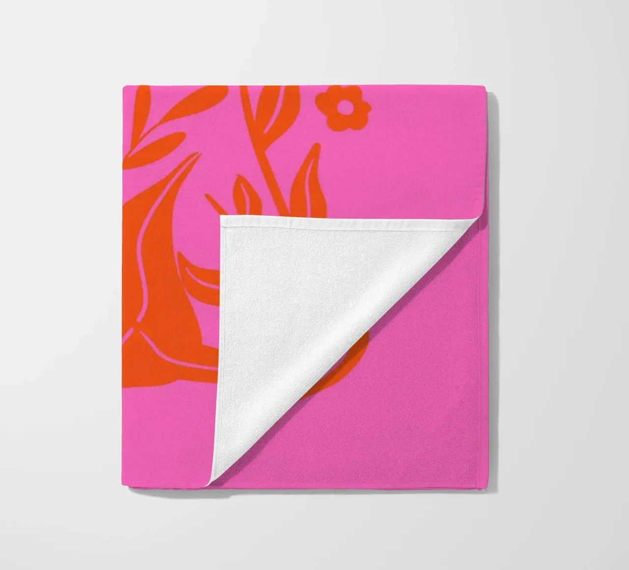 Retro Mid-Century Floral Garden in Pink and Orange beach towel by Modern Muse