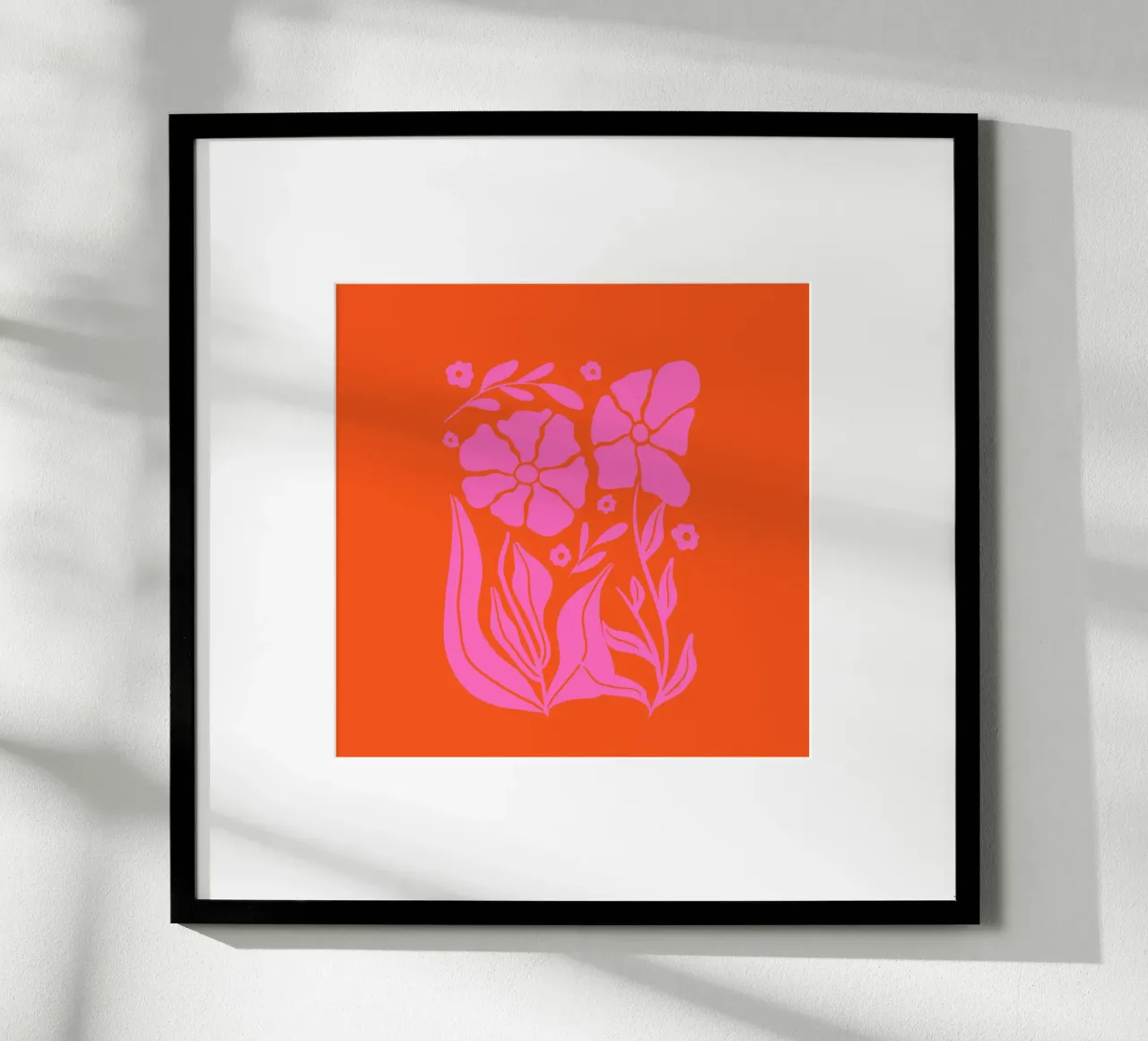 Giardino floreale retrò di metà secolo in rosa e arancione 1 carta hahnemühle da Modern Muse