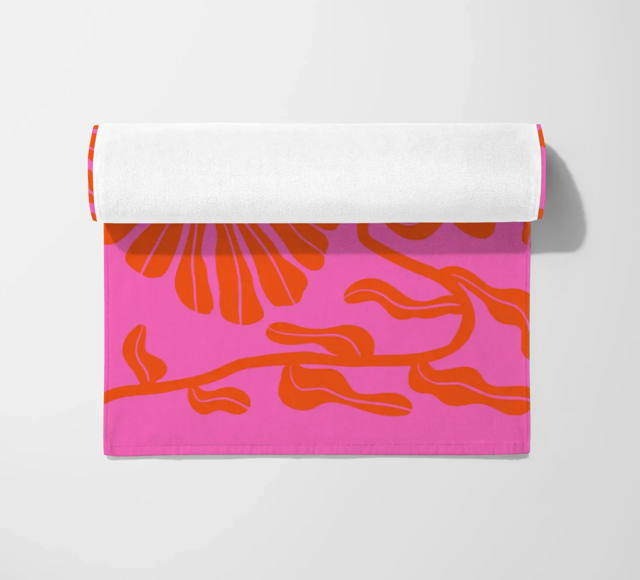 Retro Mid-Century Pink & Orange Floral Garden, 70s 80s 1 beach towel by Modern Muse