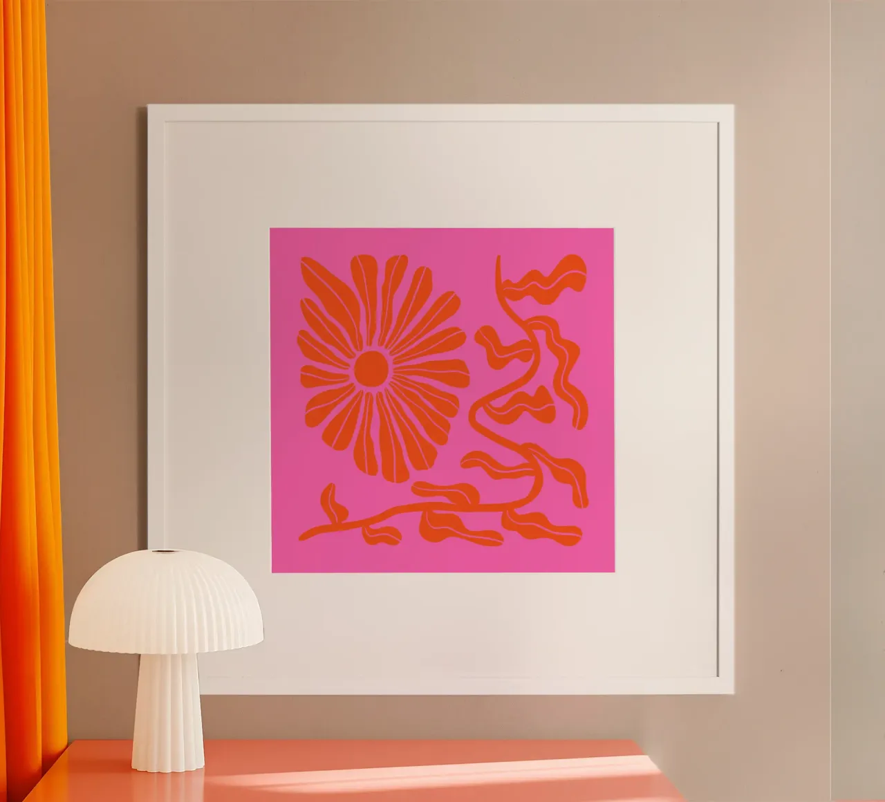 Giardino floreale retrò di metà secolo, rosa e arancione, anni '70-'80 1 poster da Modern Muse