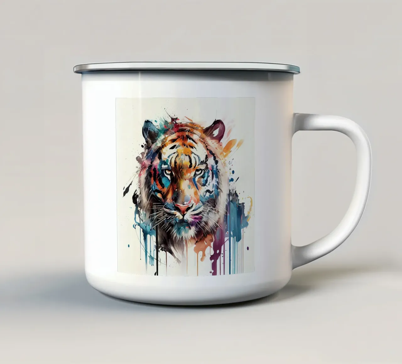Tigre acquerellata tazza in smalto da Chromatic Fusion Studio