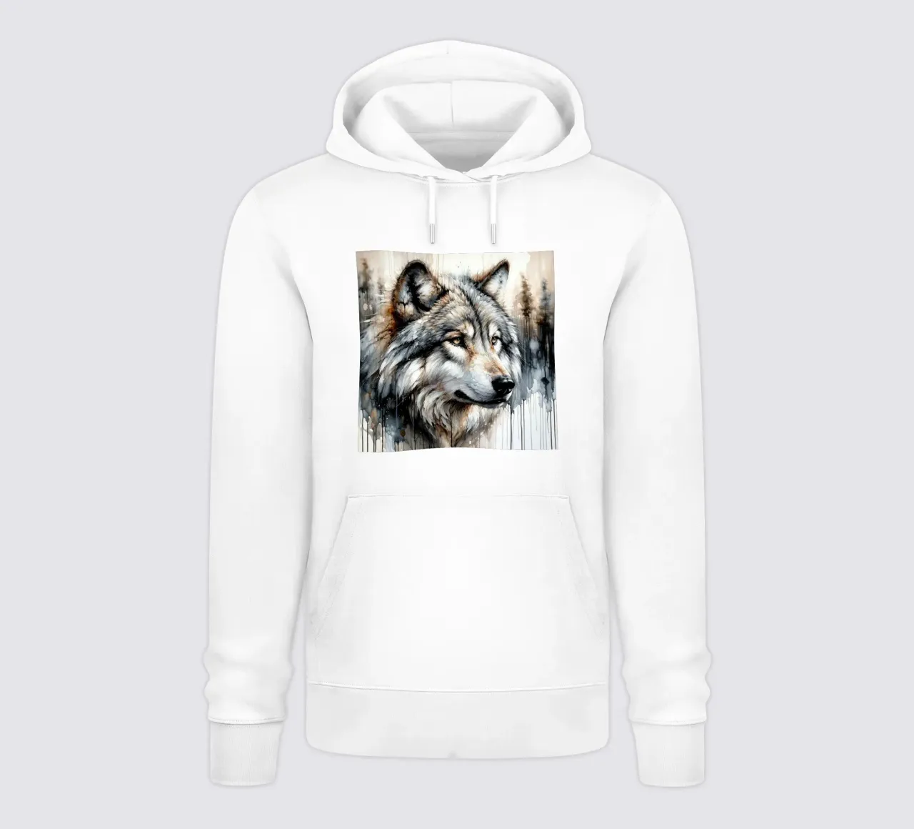 Lupo acquerellato felpa con cappuccio da Chromatic Fusion Studio