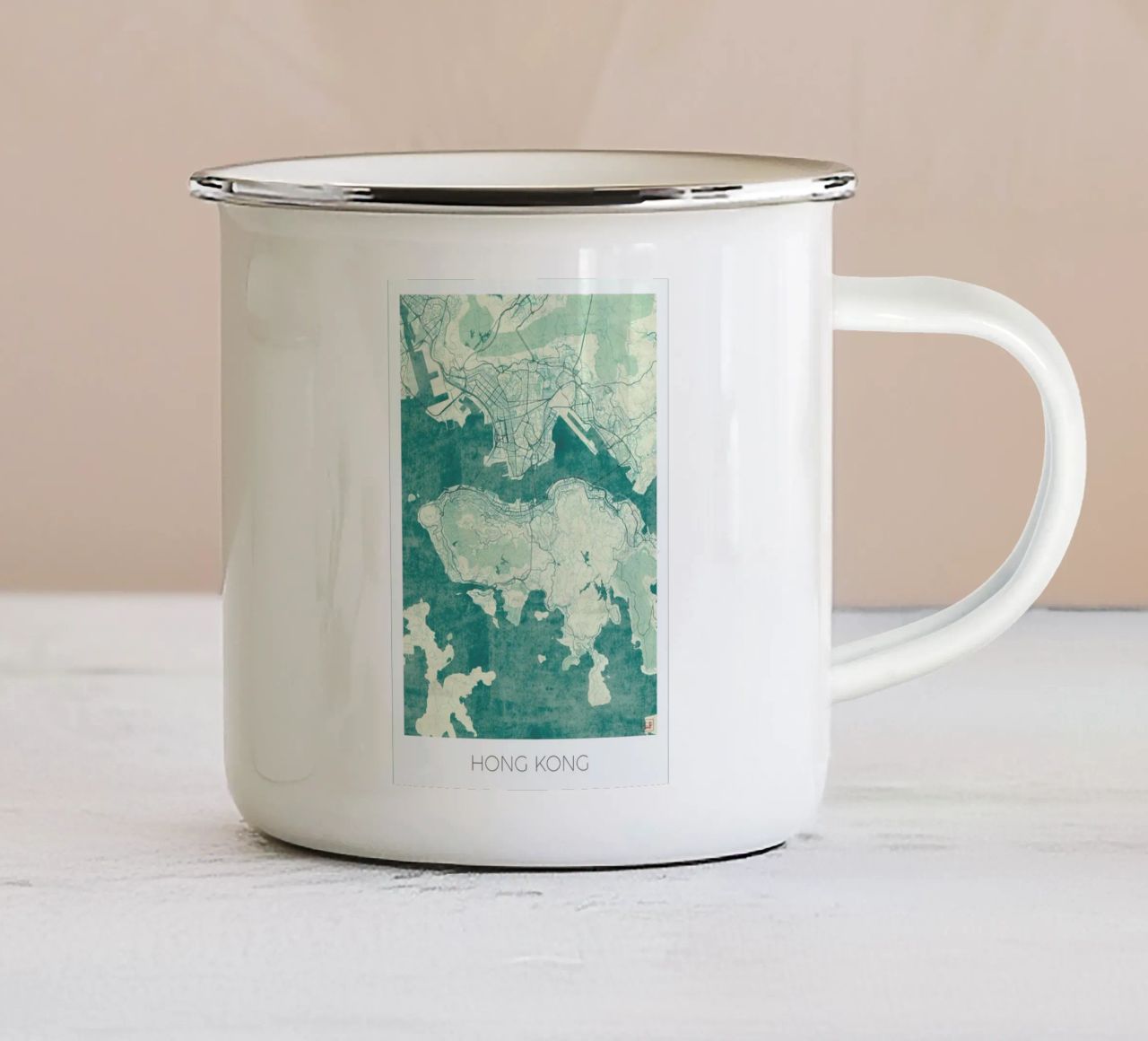 Hong Kong Vintage tazza in smalto da Hubert Roguski