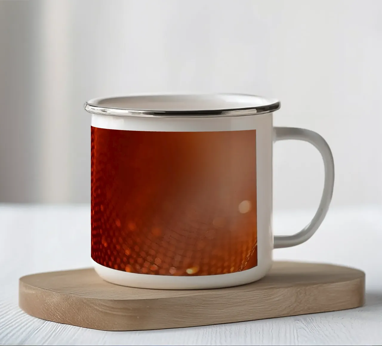astratto con tessuto testurizzato e sottili gocce d'acqua tazza in smalto da DesignDoodle