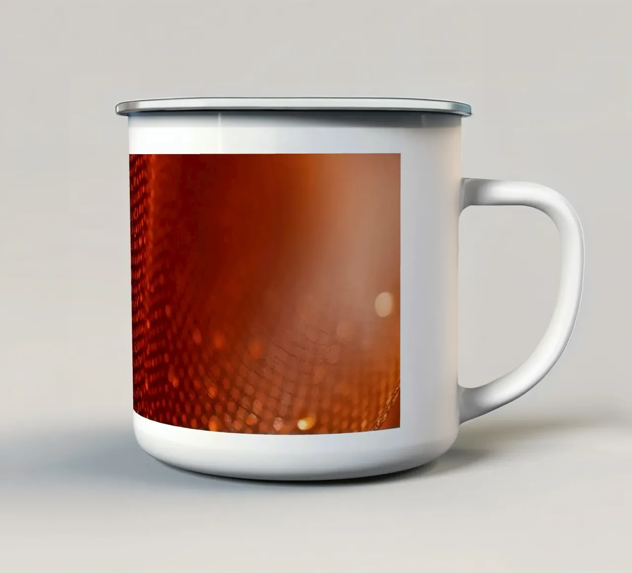 astratto con tessuto testurizzato e sottili gocce d'acqua tazza in smalto da DesignDoodle