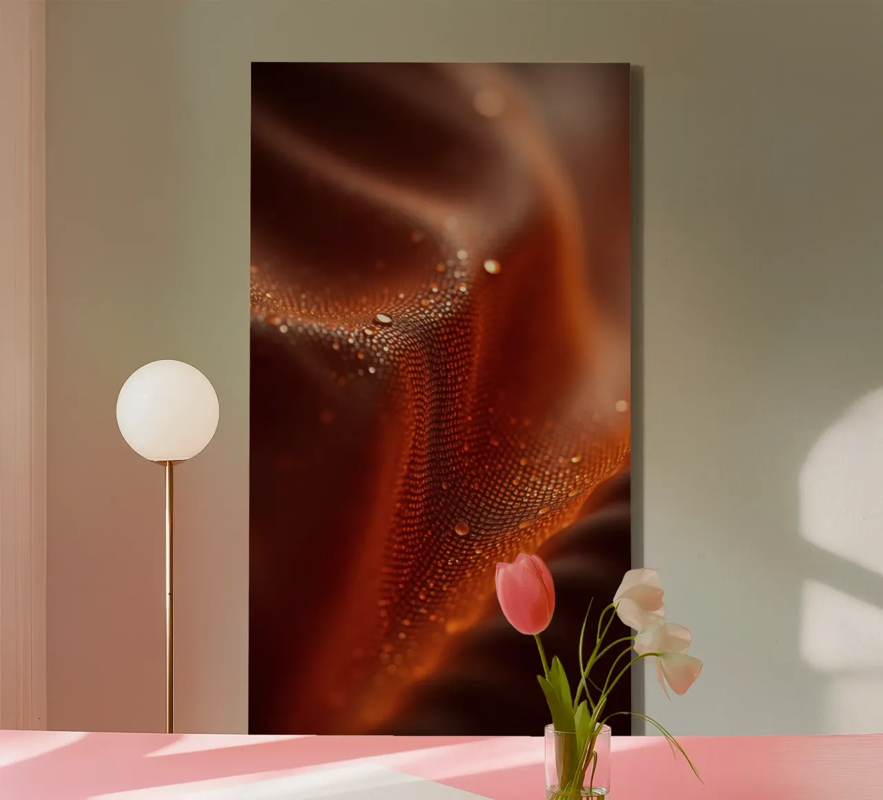 abstract featuring textured fabric with subtle water droplet canvas by DesignDoodle