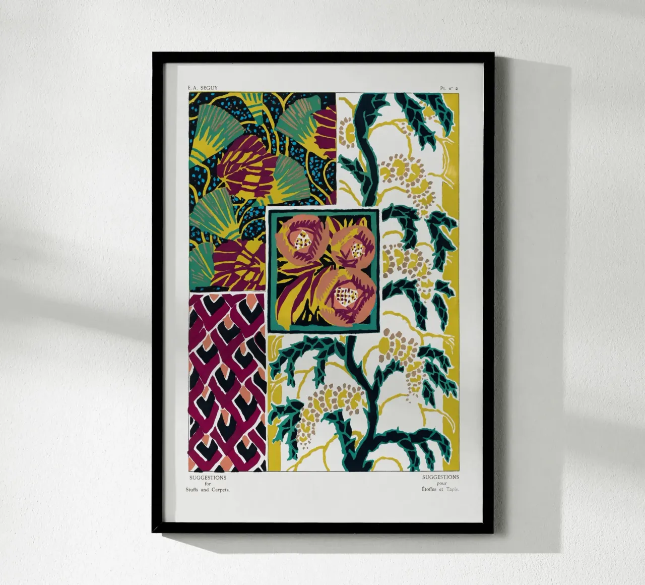 Vintage flower patterns poster met kunststof frame van vintageshop