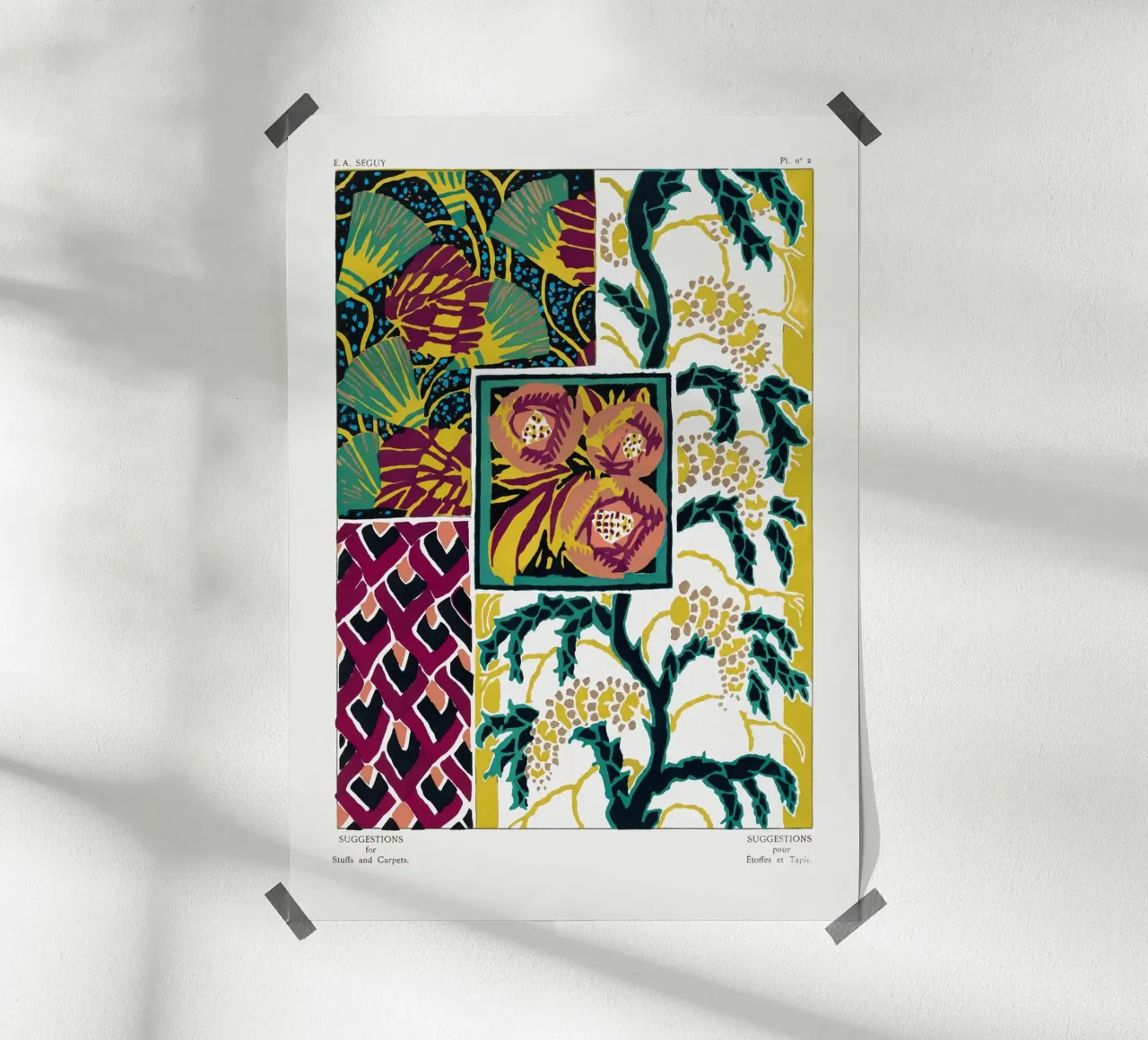 Vintage flower patterns poster met kunststof frame van vintageshop