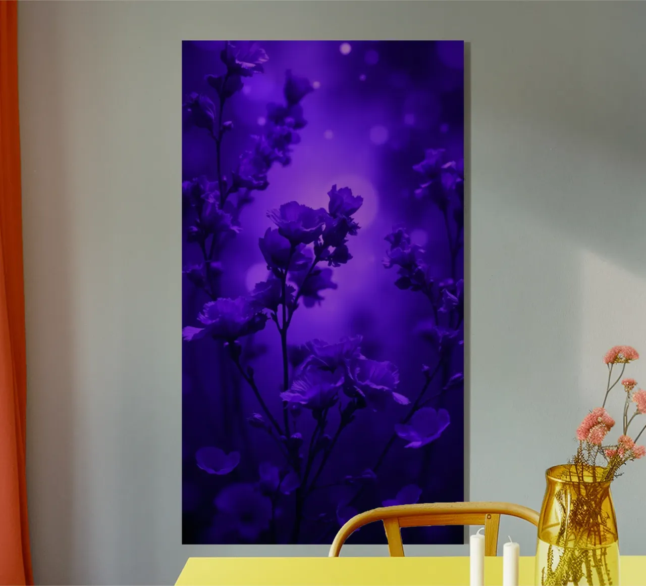 Lush purple flower wallpaper acrylic glass by DesignDoodle