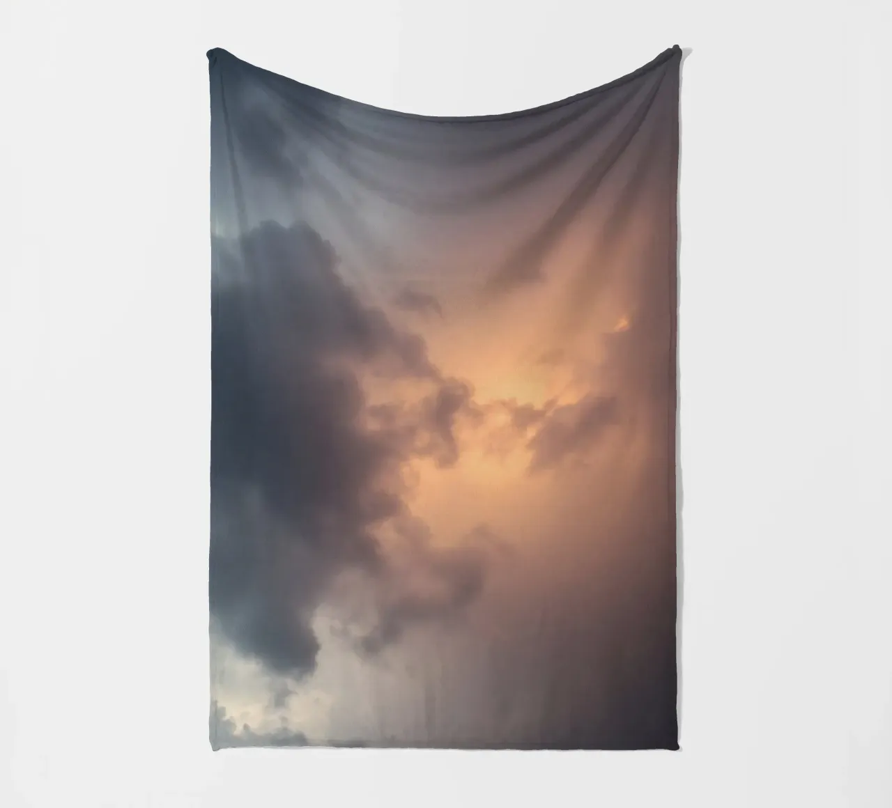 Soft hues of twilight emerge through clouds fleece blanket by DesignDoodle