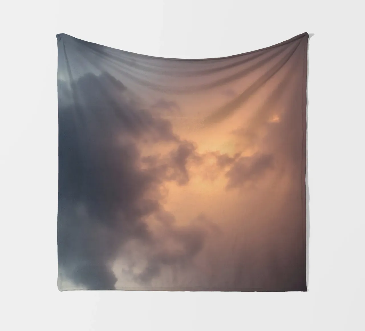 Soft hues of twilight emerge through clouds fleece blanket by DesignDoodle