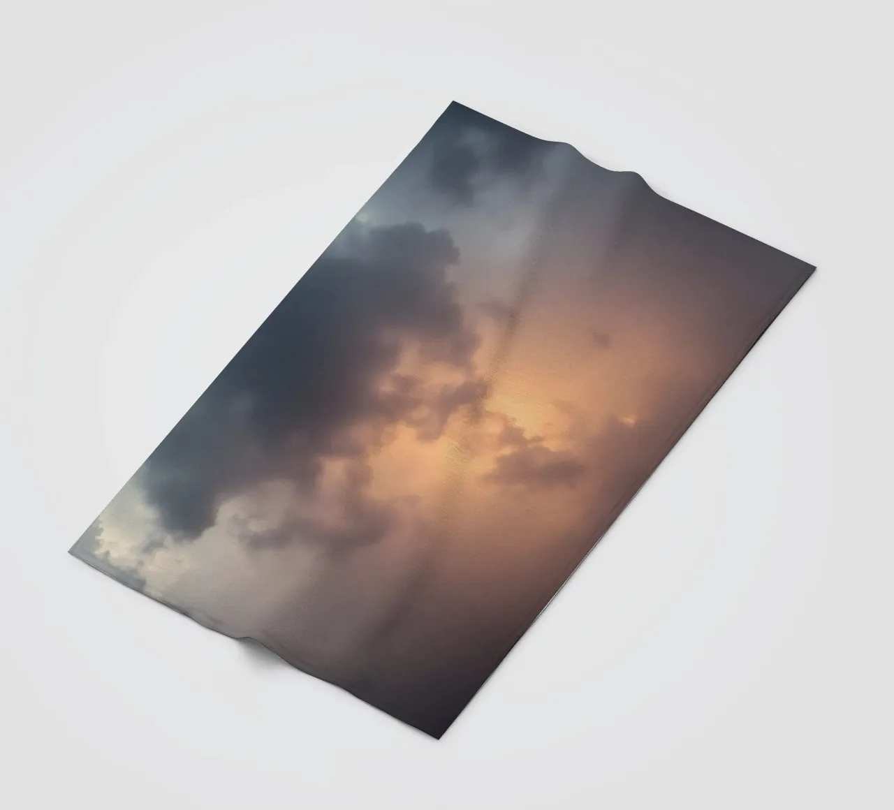 Soft hues of twilight emerge through clouds fleece blanket by DesignDoodle