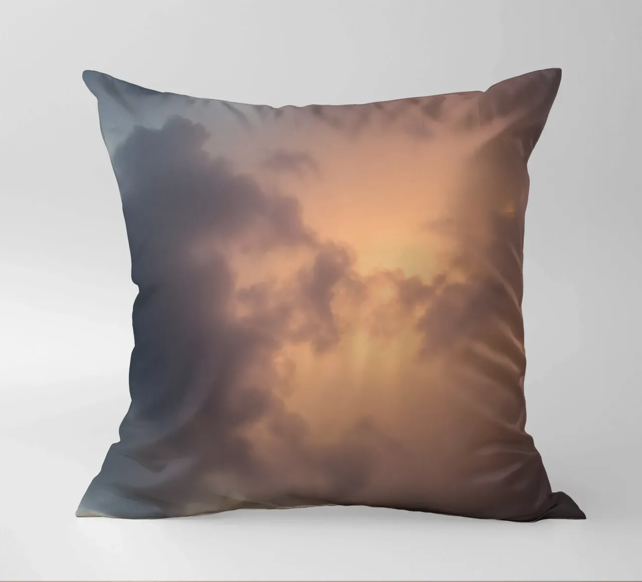 Soft hues of twilight emerge through clouds decorative cushion by DesignDoodle