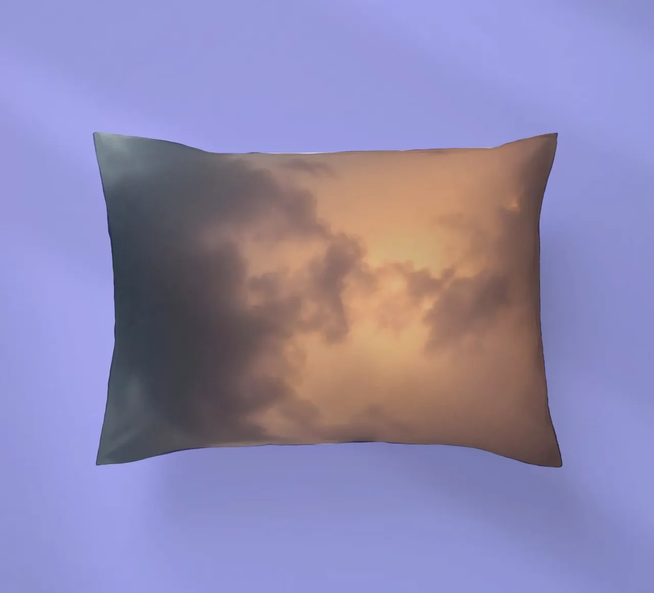 Soft hues of twilight emerge through clouds decorative cushion by DesignDoodle