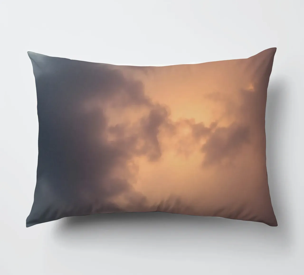 Soft hues of twilight emerge through clouds decorative cushion by DesignDoodle