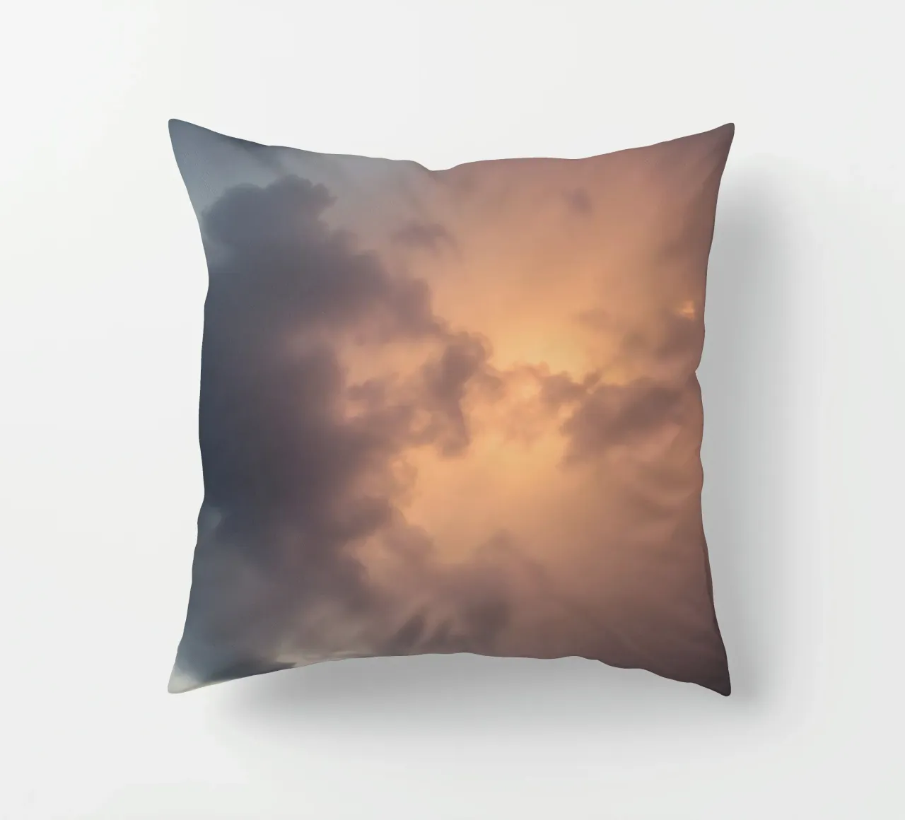 Soft hues of twilight emerge through clouds decorative cushion by DesignDoodle