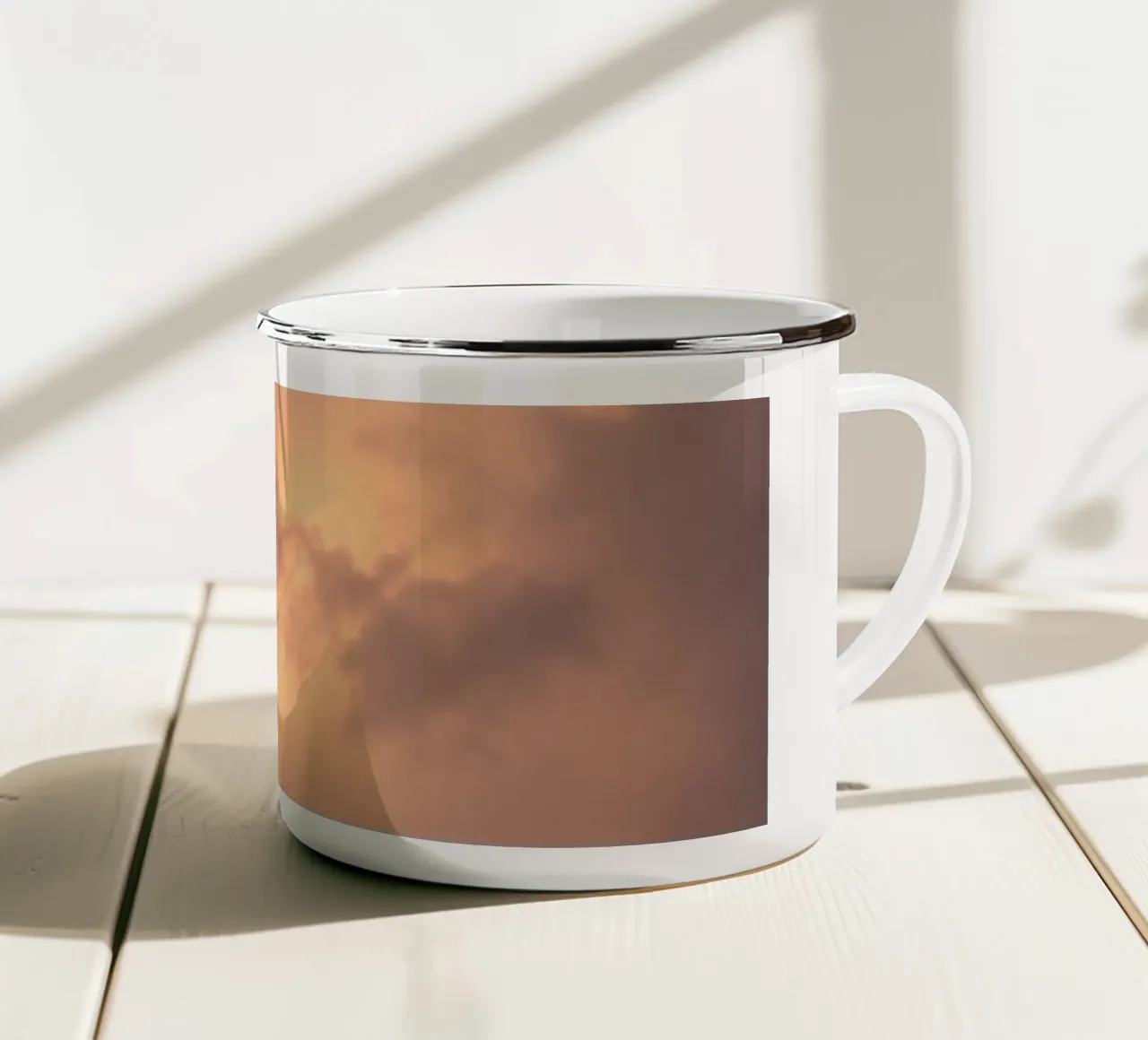 Soft hues of twilight emerge through clouds enamel mug by DesignDoodle