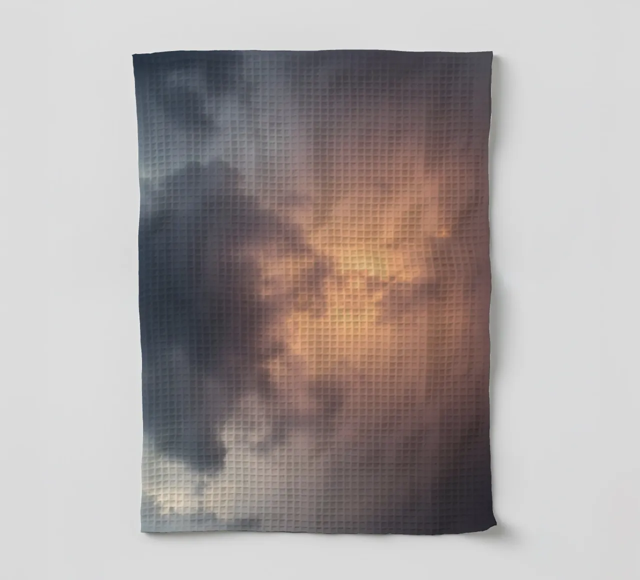Soft hues of twilight emerge through clouds tea towel by DesignDoodle