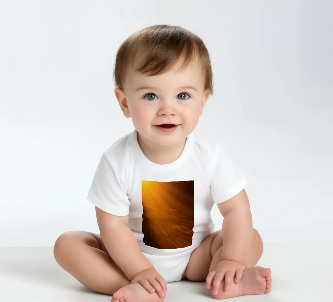 Bright abstract background with warm orange light short-sleeve baby romper by DesignDoodle