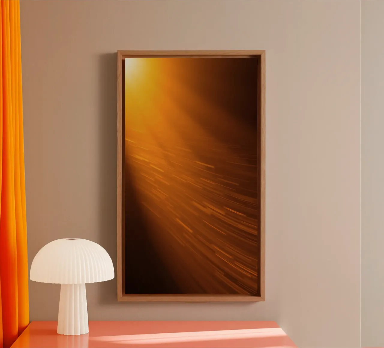 Bright abstract background with warm orange light canvas by DesignDoodle