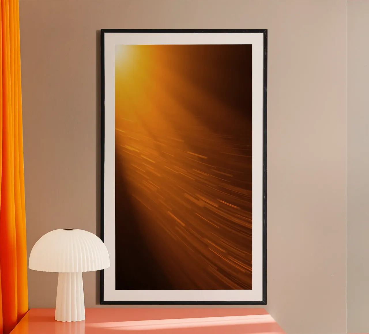 Bright abstract background with warm orange light hahnemühle by DesignDoodle