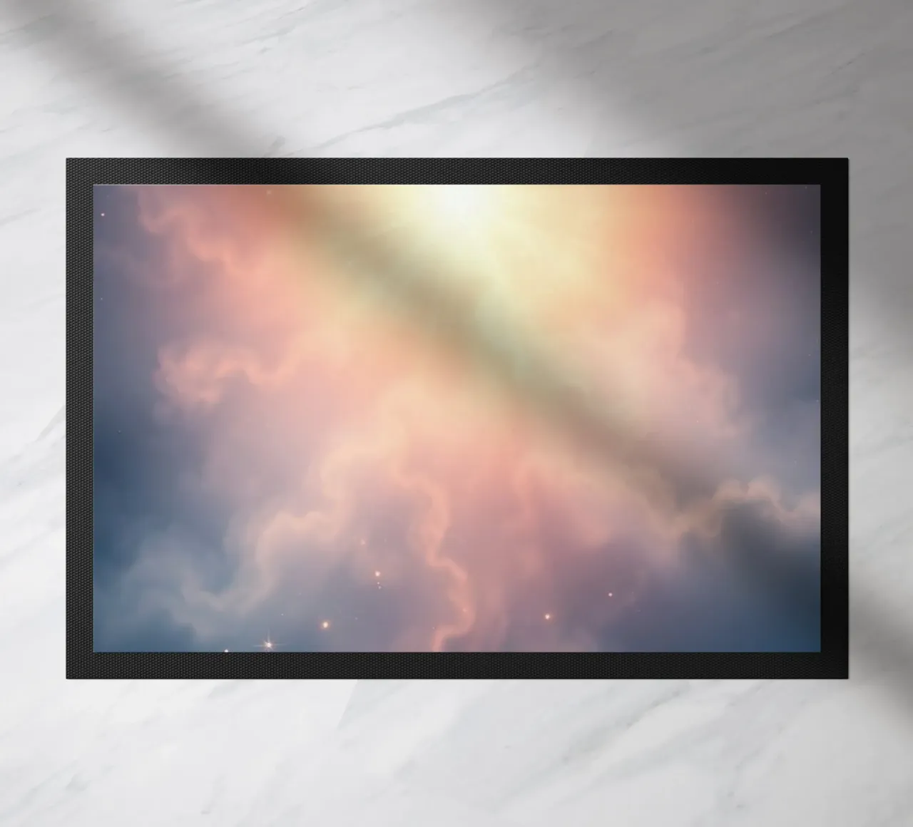 Colorful abstract cloud design for wallpaper in soft hues doormat by DesignDoodle