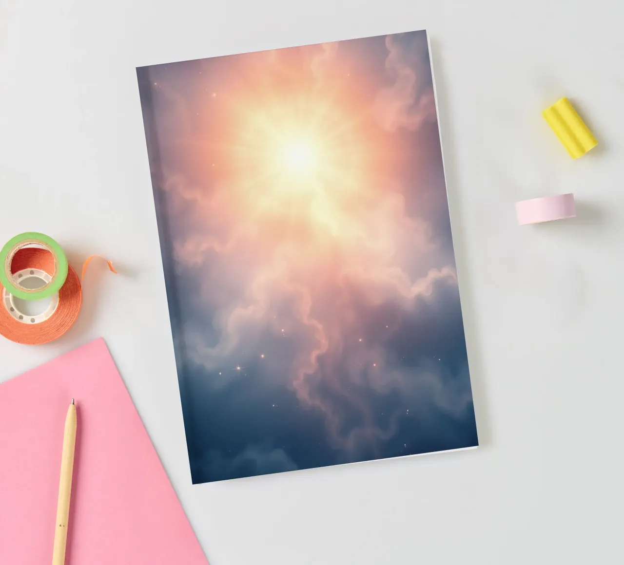 Colorful abstract cloud design for wallpaper in soft hues notebook by DesignDoodle