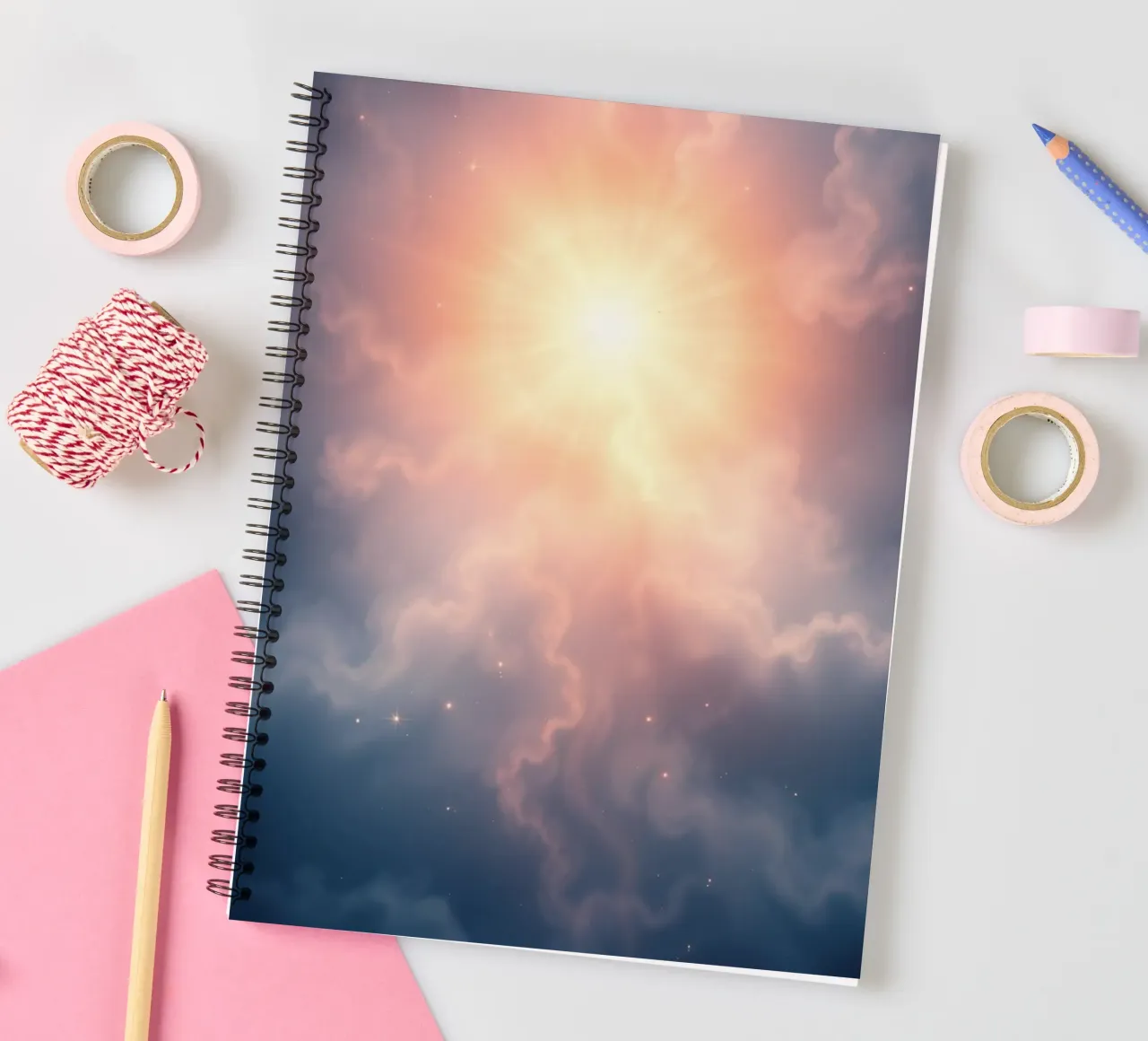 Colorful abstract cloud design for wallpaper in soft hues spiral notebook by DesignDoodle