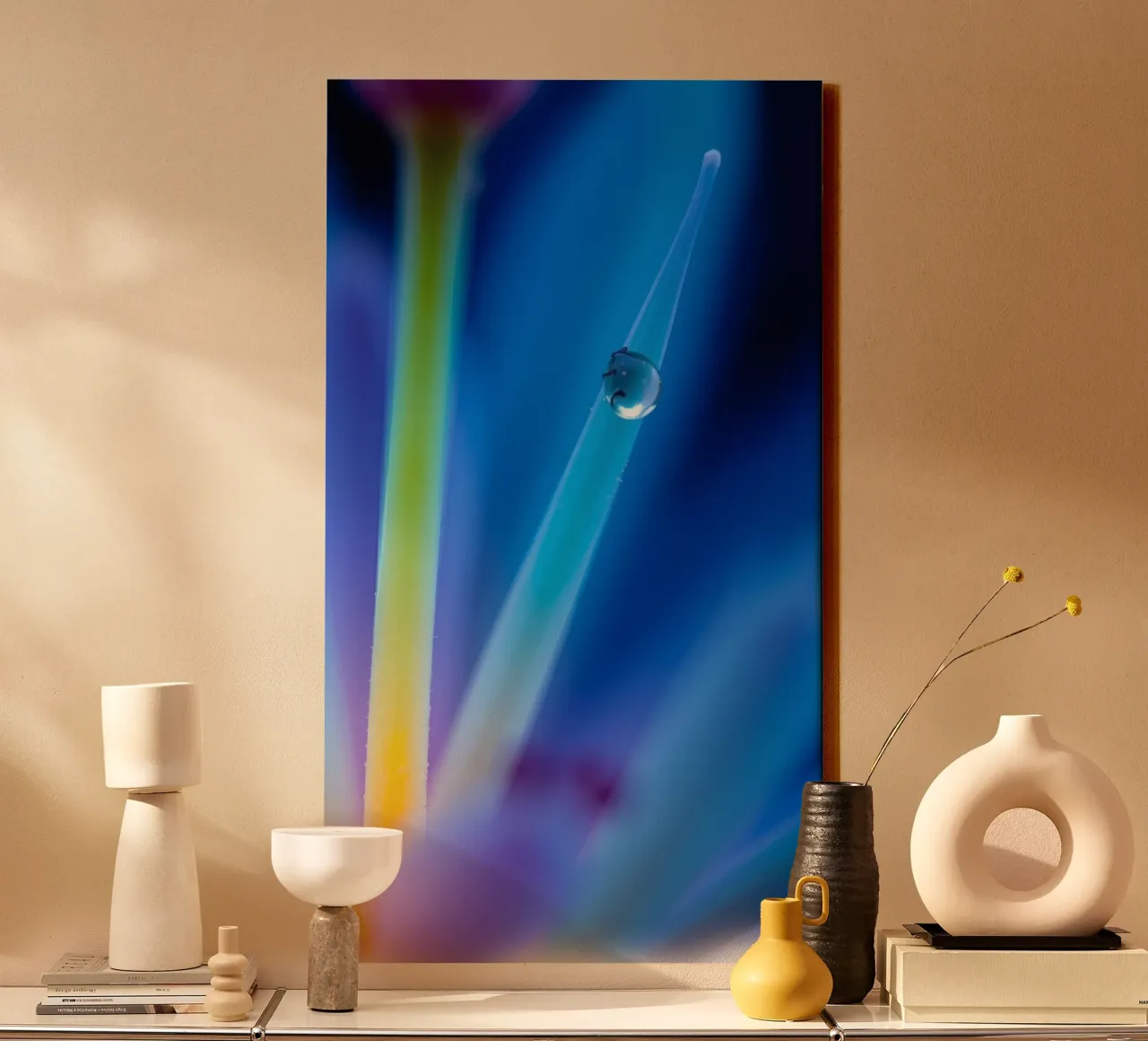 Captivating abstract flower close-up with vibrant colors canvas with Floater frame by DesignDoodle