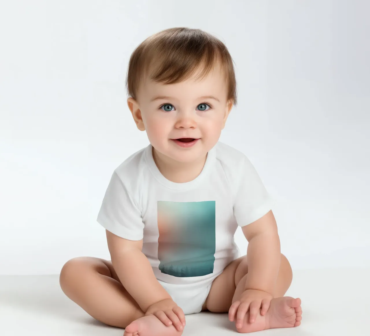 Abstract gradient background capturing tranquil mood short-sleeve baby romper by DesignDoodle