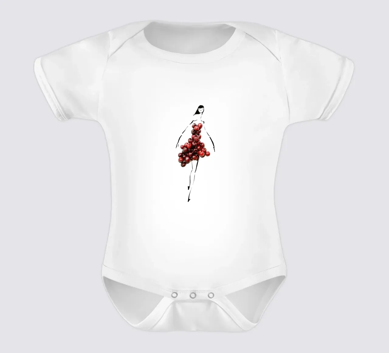Cherrybombe short-sleeve baby romper by Gretchen Roehrs