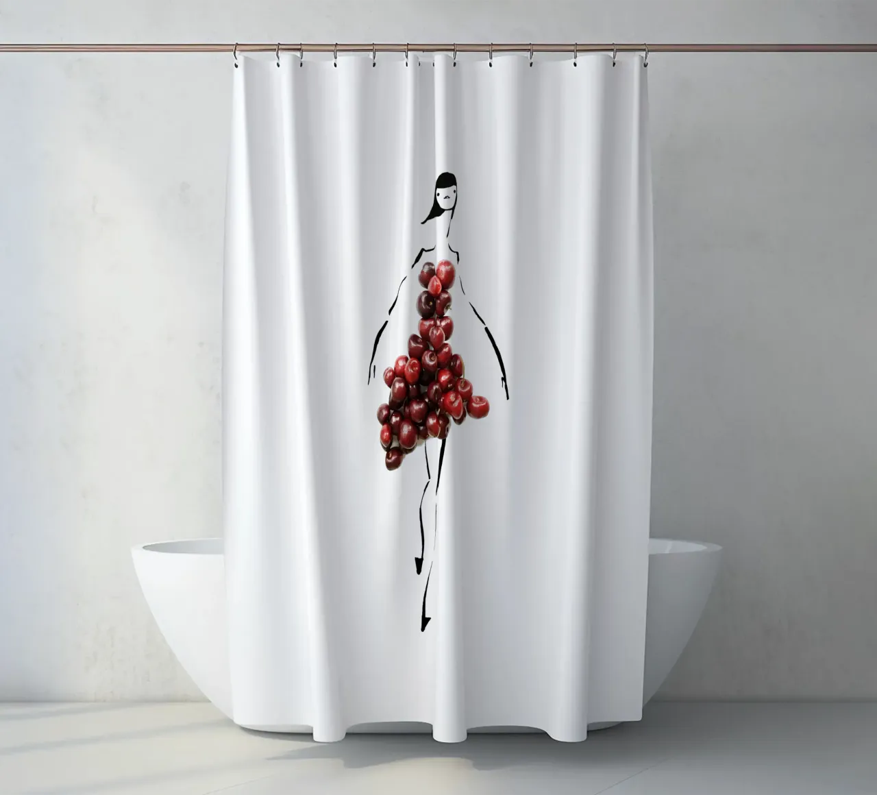Cherrybombe shower curtain by Gretchen Roehrs