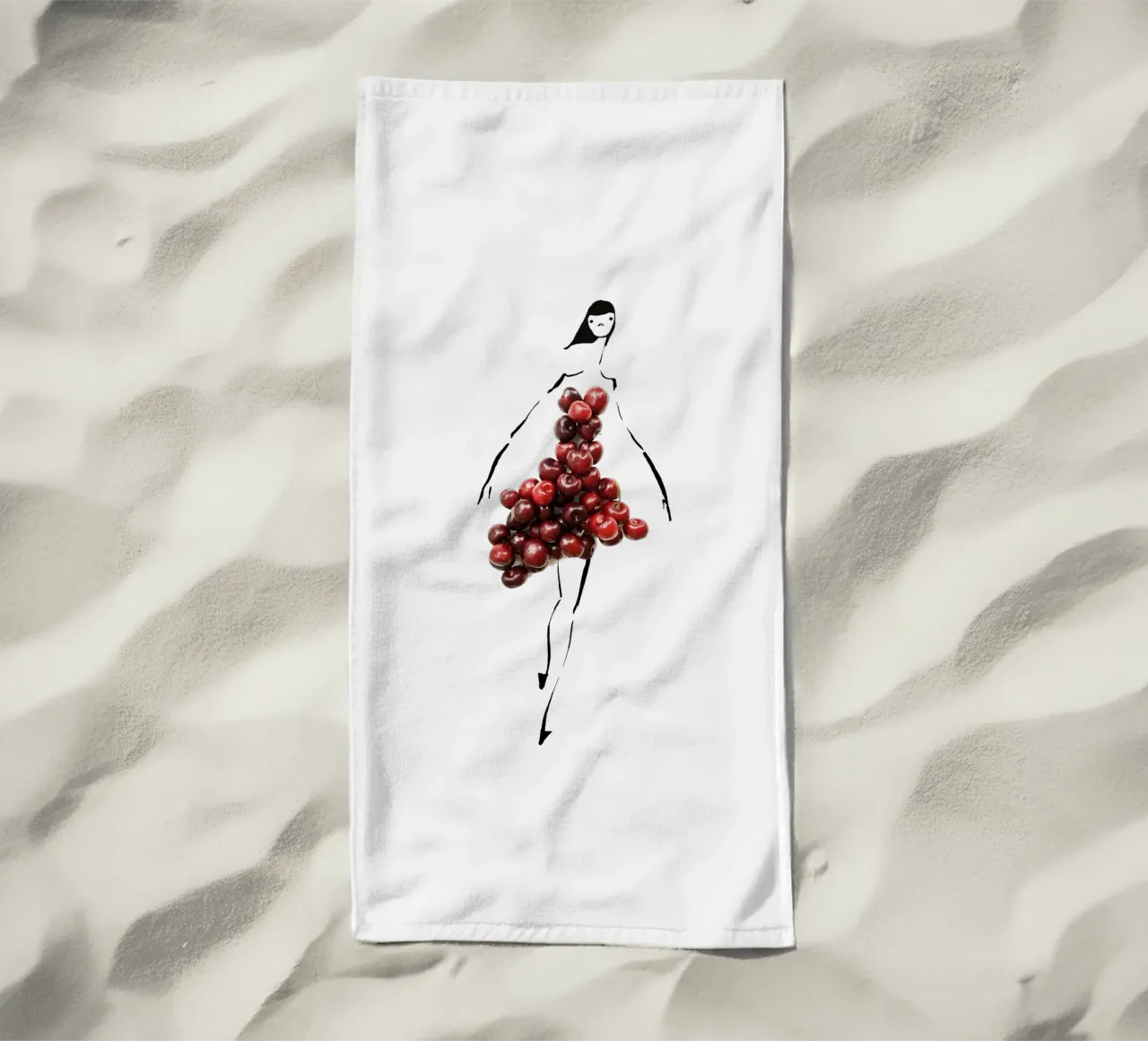 Cherrybombe beach towel by Gretchen Roehrs