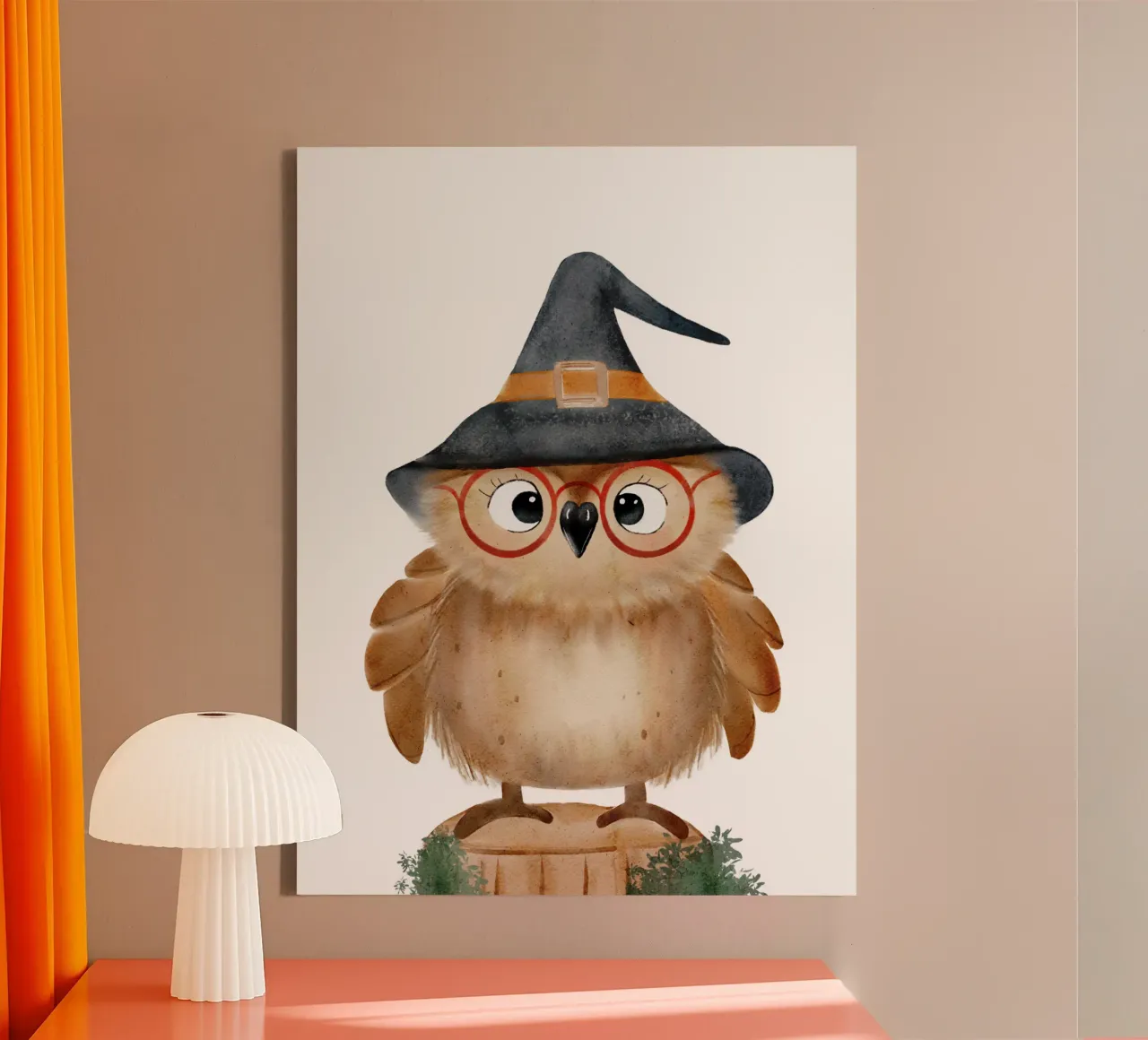 Eule Edda Tier Illustration Kinder HummelBaer canvas with Floater frame by HummelBär