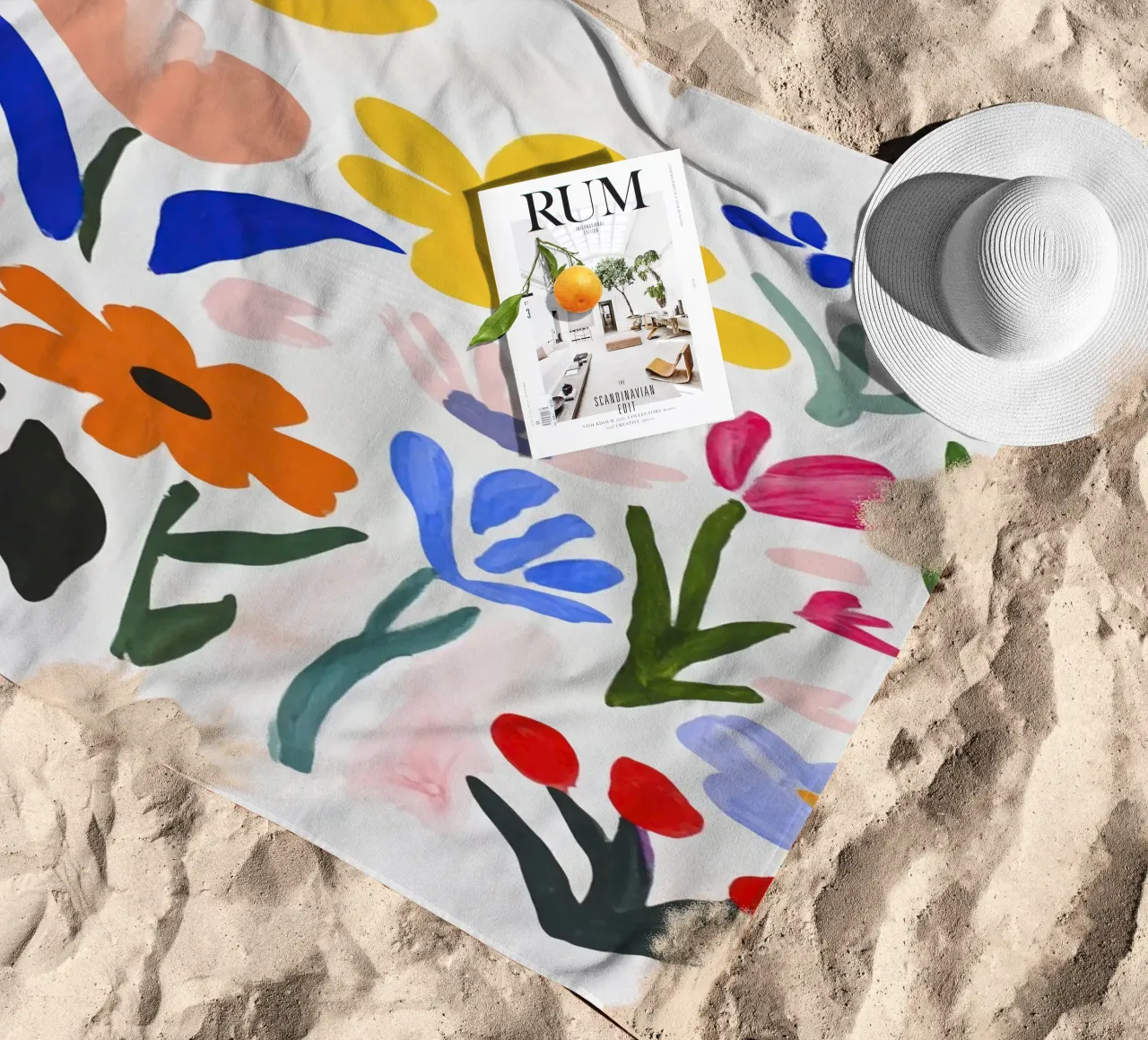 Boho Henri Matisse Flower Garden beach towel by Modern Muse