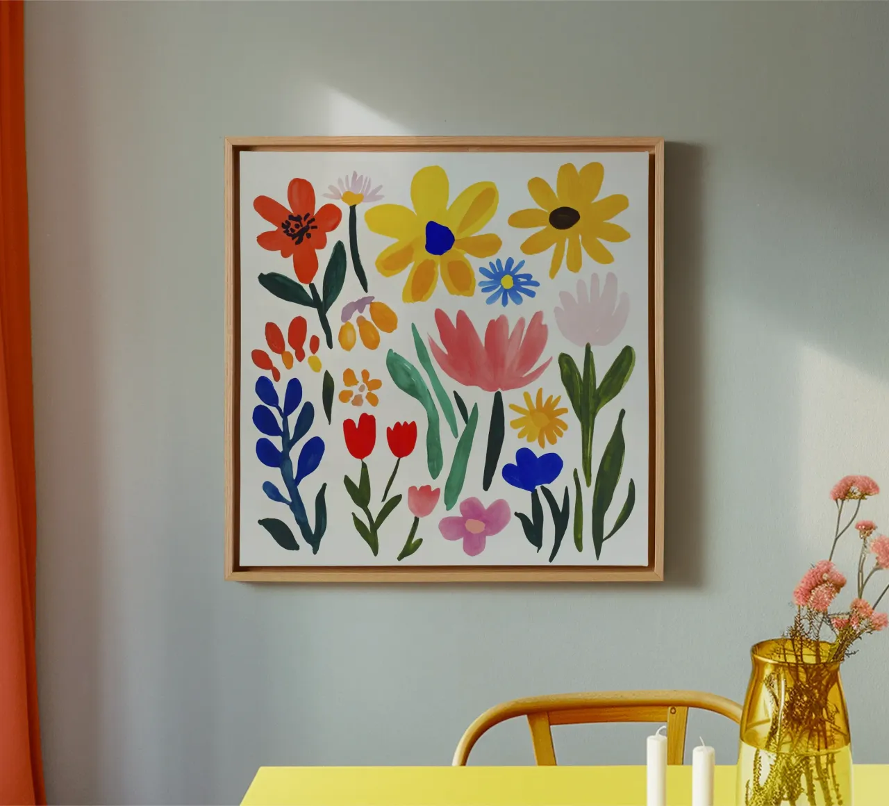 Colorido jardín de flores de Henri Matisse lienzo con Marco flotante de Modern Muse