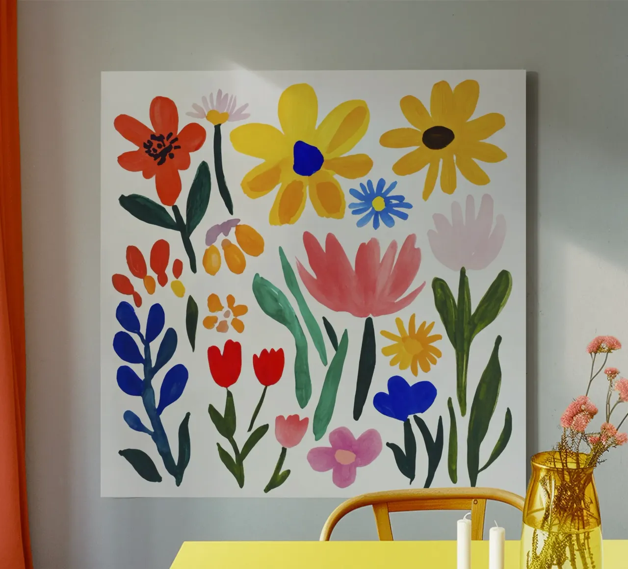 Colorido jardín de flores de Henri Matisse lienzo con Marco flotante de Modern Muse