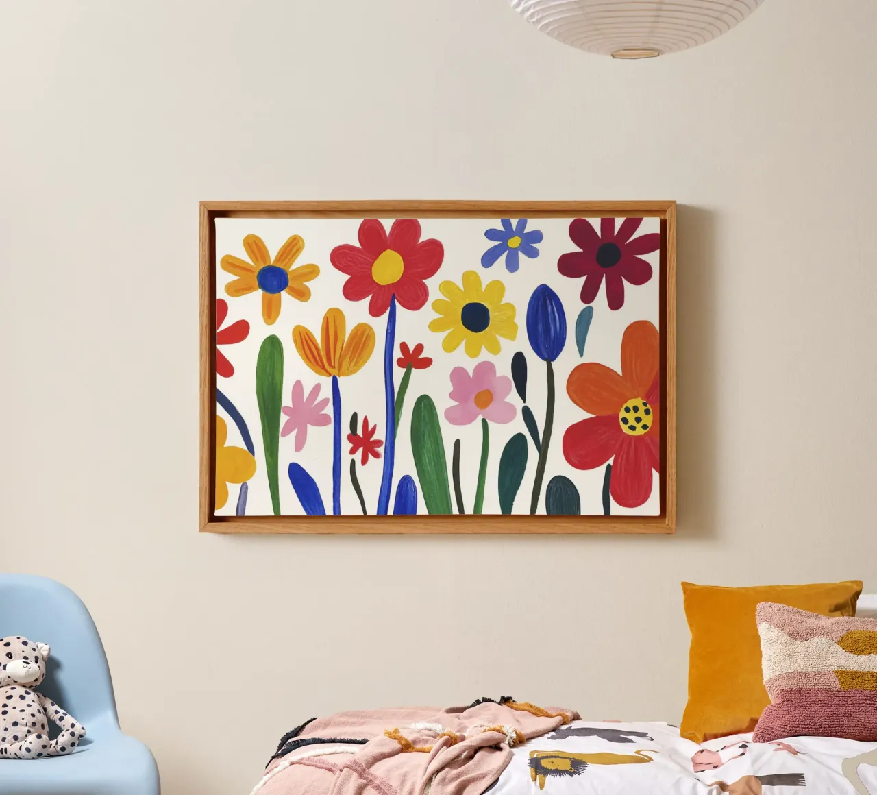 Precioso jardín de flores de verano Henri Matisse lienzo con Marco flotante de Modern Muse
