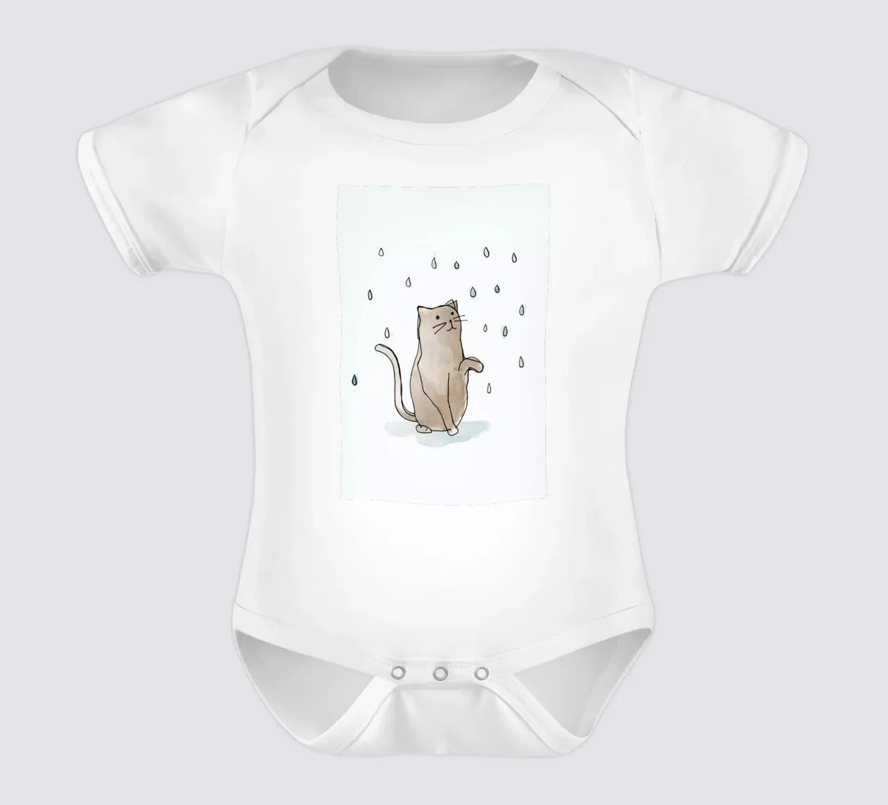 Cat in the Rain body neonato maniche corte da Farina Kuklinski