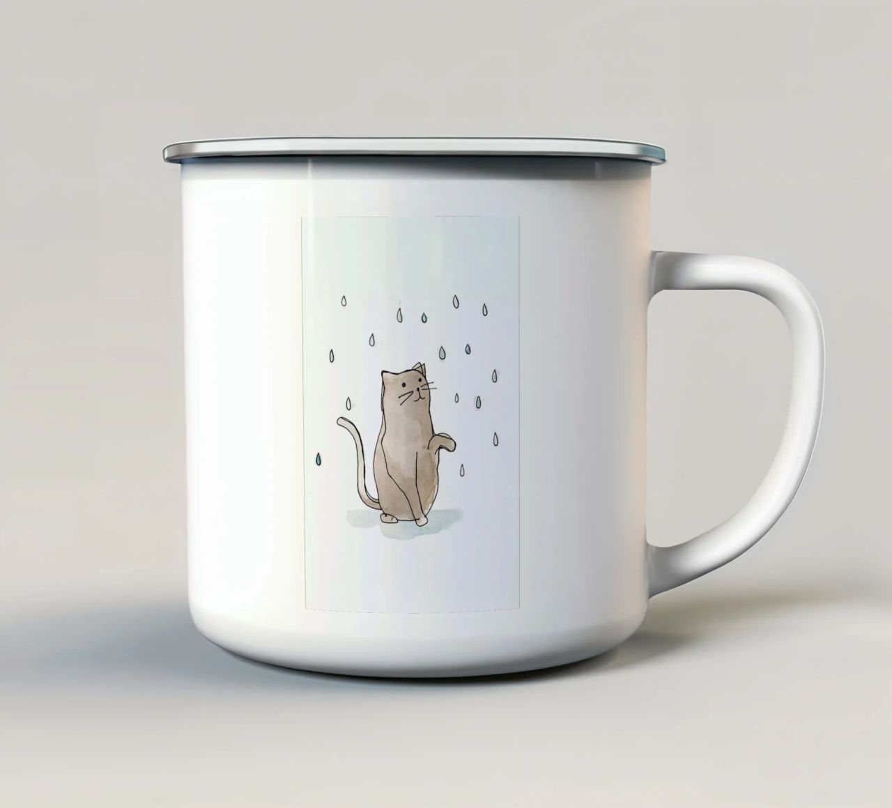 Cat in the Rain tazza in smalto da Farina Kuklinski
