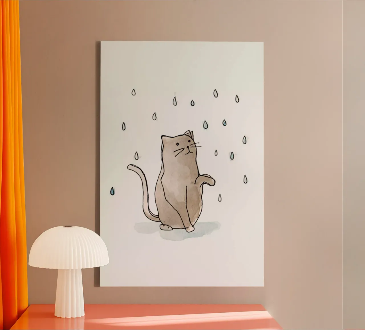 Cat in the Rain tela con Cornice a cassetta da Farina Kuklinski