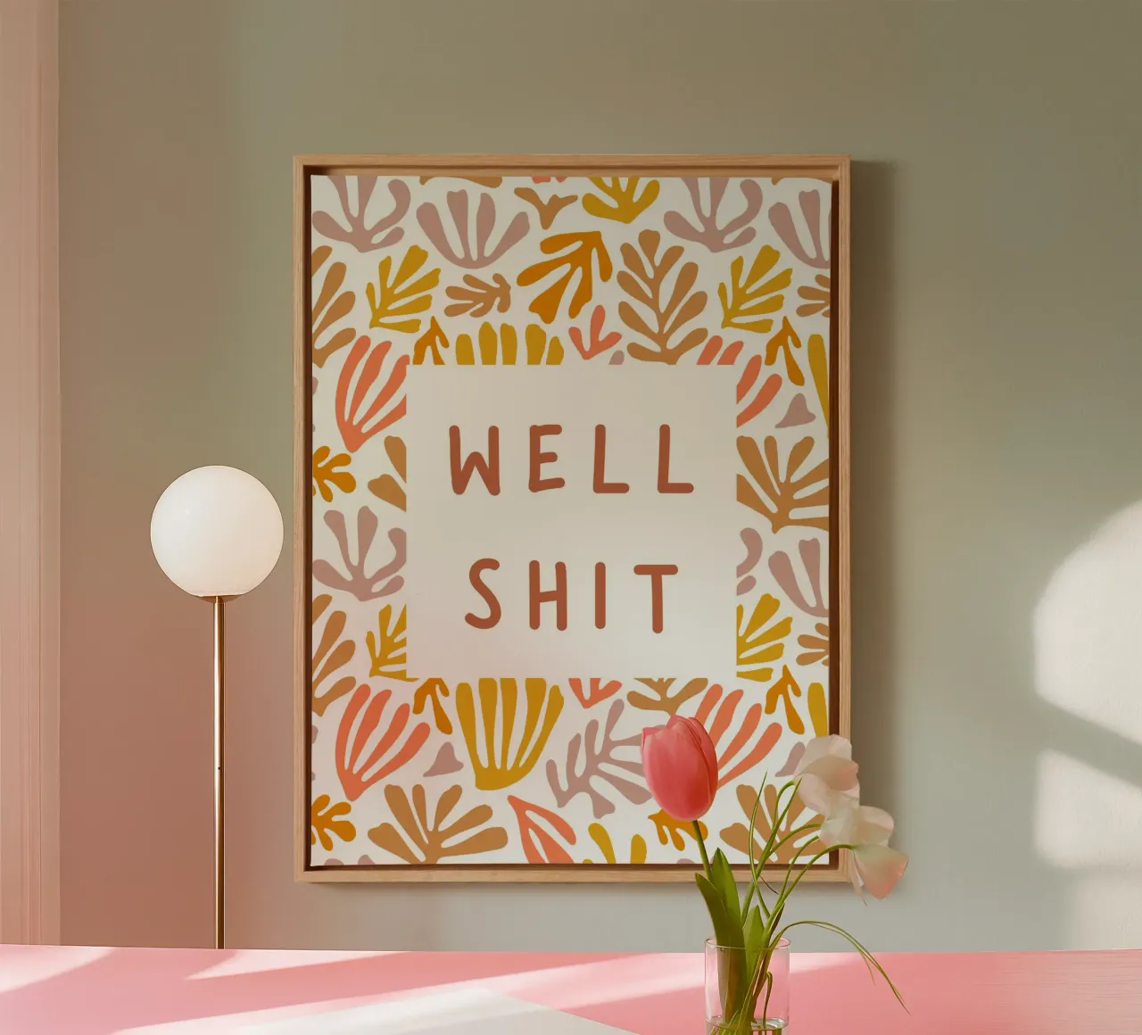 Grappig Toiletdecor 04 canvas met Baklijst van Wordswordswords