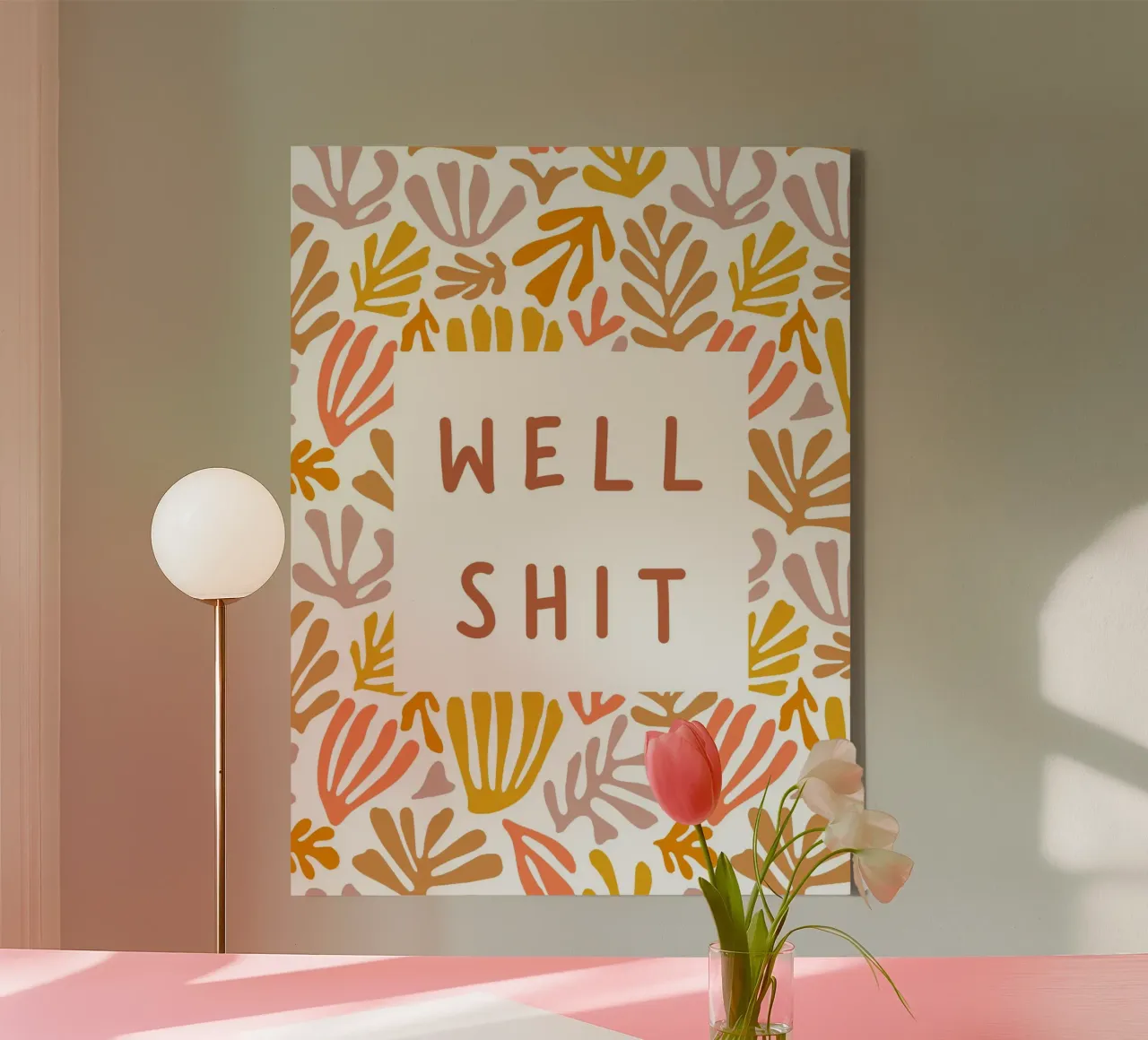 Grappig Toiletdecor 04 canvas met Baklijst van Wordswordswords