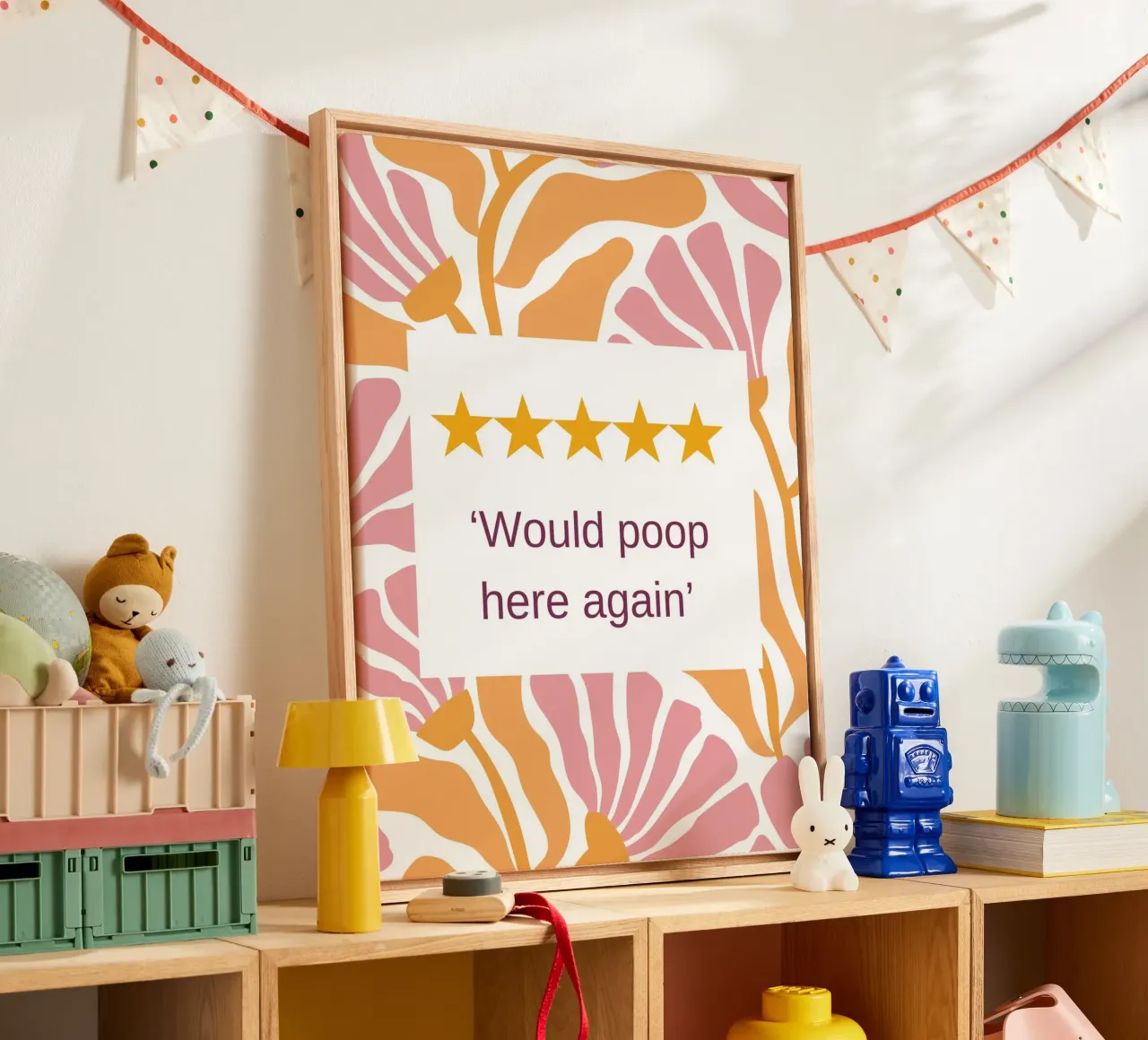 Grappig Toiletdecor 03 canvas met Baklijst van Wordswordswords